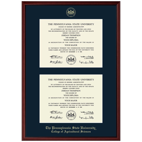 #101 College of Agricultural Sciences double diploma frame Camby (Mahogany)